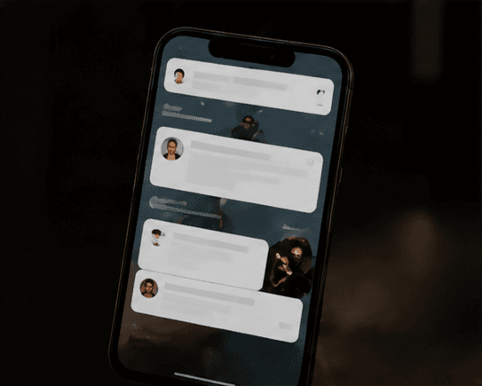 Social campaign messages displayed on a phone